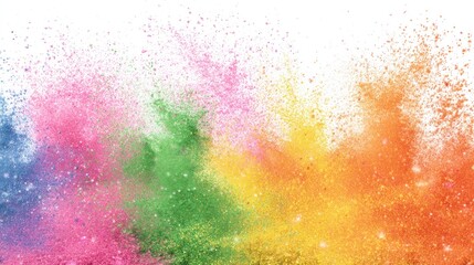 Fototapeta premium Vibrant powder clouds burst into a colorful explosion against white.