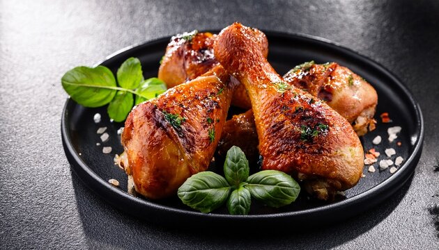 grilled chicken drumsticks with herbs and spices delicious food