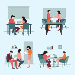 Business Interview Illustration – Professional Vector Art Concept