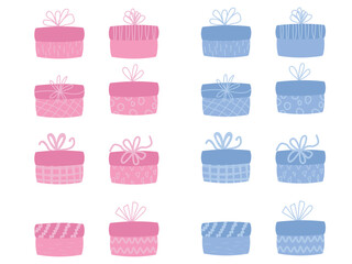 Pink and Blue Gift Boxes — Hand-Drawn Collection for Gender Reveal Design