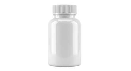 White Plastic Pill Bottle With Cap On Black Background