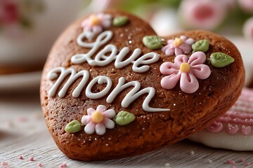 Love themed cookie decorated with colorful icing high resolution picture