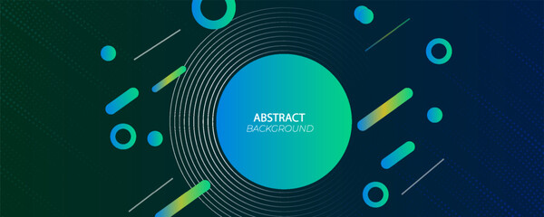 Blue green abstract background overlap layer on dark space with circles effect decoration. Modern graphic design element geometric style concept for web banner, art, flyer, card, or brochure cover.