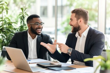Diverse colleagues collaborating on a financial project in a modern office. Professional photo ideal for corporate use and marketing materials.