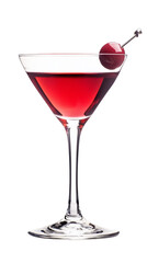 glass with cosmopolitan cocktail isolated on transparent background. Alcoholic drink, design element for restaurant or bar. Design element for menu.