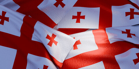 Georgia flag of silk-3D illustration. 3d render.