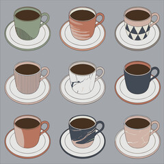 Obraz premium Cup set vector