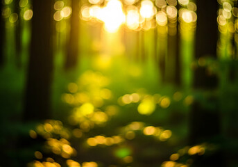 Golden Forest Sunlight Bokeh nature