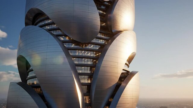 Futuristic Architecture Modern Skyscraper Design, Urban Innovation
