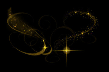 Gold Glitter Swirls with Stars.