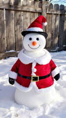 A Cute Snowman Dressed Up as Santa for the Christmas Holiday 100