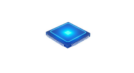 Glowing Blue Microchip Innovation Future Technology Semiconductor CPU Processor Tech Industry Microelectronics Cyber