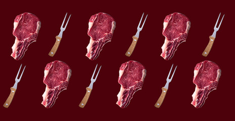 Raw uncooked beef steak entrecote isolated