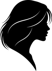 Elegant female silhouette profile with flowing hair