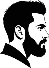 Solid black silhouette of a handsome man s profile