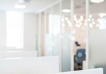 Soft Focus Office Interior with Glass Partitions and Natural Light blurred