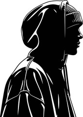 Urban street style hoodie person silhouette black vector