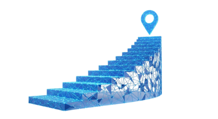 Digital Ascend Journey to Success Blue Steps Destination Navigation Achievement Technology Future Goals Innovation