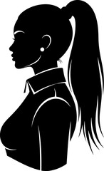 Modern fashion silhouette of a woman with ponytail in profile