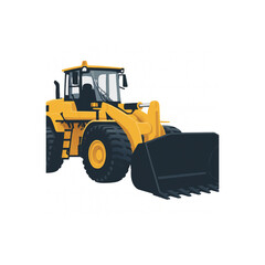 Powerful yellow front loader machine ready for heavy construction and earthmoving tasks