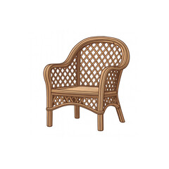 Cozy, inviting wicker armchair adds natural elegance and comfort to any indoor or outdoor living space.