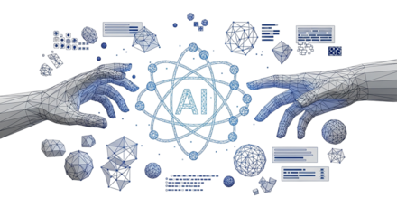 Artificial Intelligence Convergence Digital Hands Reaching for AI Machine Learning and Innovation in Modern Technology