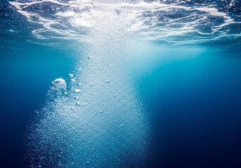 Underwater Bubbles Rising Towards the Sunlit Surface graphic design