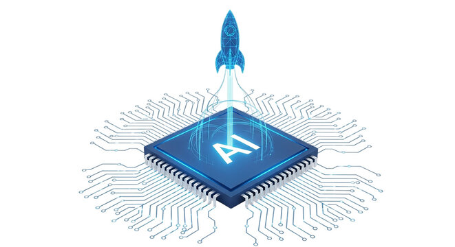 AI chip innovation Rocket launch technology machine learning deep learning artificial intelligence future innovation and