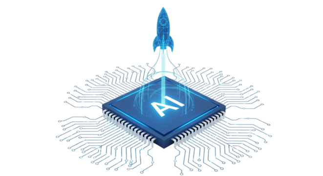 AI chip innovation Rocket launch technology machine learning deep learning artificial intelligence future innovation and
