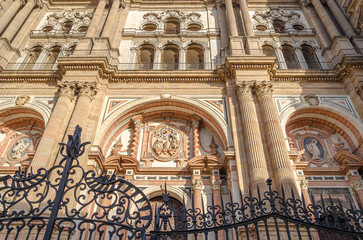 Fototapeta premium Facade of the Renaissance cathedral of Malaga, Andalusia, Spain