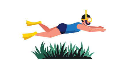 A Person Snorkeling Underneath The Water Near Some Aquatic Plants