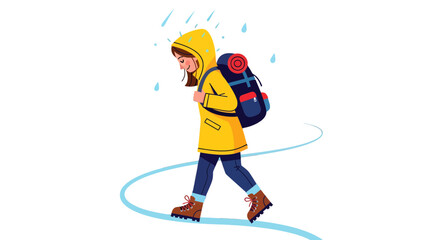 A Rainy Day Adventure: A Silhouette Traveler Navigating Life's Journey