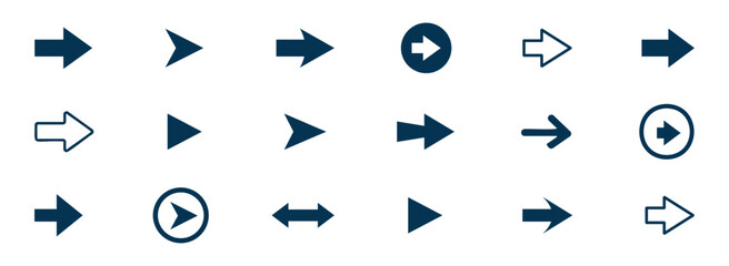 Arrows big Blue set icons. Arrow icon. Arrow vector collection. Arrows vector collection. different Arrows on flat style for web design. 