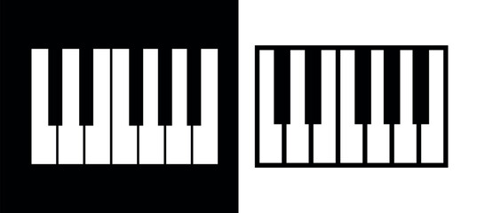 Piano key icon. Symbol of music, a pianist, or musician. Attribute of a musical instrument, such as a piano or grand piano. Black and white keys. © Checha