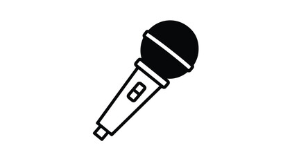 Simple black and white microphone icon illustration
