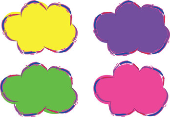 neon colors abstract creative childish designs clouds set