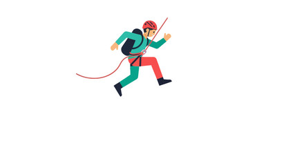 Fototapeta premium Abstract Climber with Red Rope and Helmet Ascends Against Dark Backdrop Perfectly