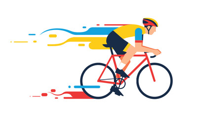 Fototapeta premium Abstract Cyclist Riding A Bicycle In Speed With Colorful Dynamic Motion Trails