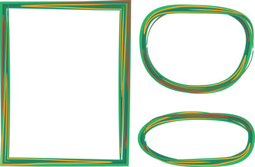 Obraz premium green colorful creative sketch designs hand drawn frames set