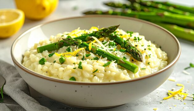 Risotto mit grünem Spargel und Zitronenschale - Powered by Adobe