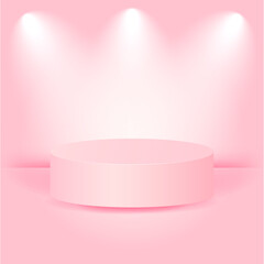 An elegant, delicate pink podium. Vector illustration. Perfect for displaying products on websites, banners, posters, flyers, and product cards.
