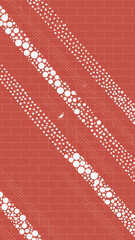 Abstract brick wall background with diagonal lines of white dots and circles pattern design art