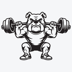 Muscular Bulldog Lifting Weights design