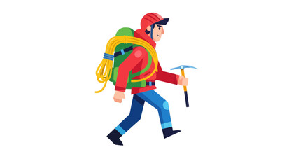 Fototapeta premium Adventurer In Motion, Animated Digital Image Depicting Mountain Climbing Preparation