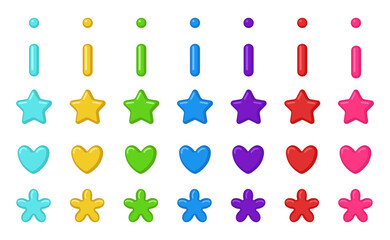 Confectionery sprinkles set. Sprinkles in the shapes of balls, sticks, stars, hearts, and flowers.