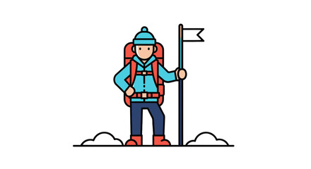 Adventurer Reaches Victory Peak And Celebrates With Pride, Winning The Mountain Challenge