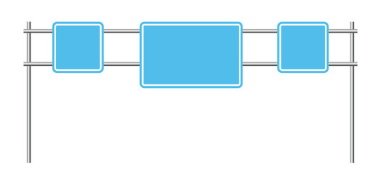 Set of blue traffic Banner signs for road safety. Blank yellow road sign set Realistic banner road sign set vector illustration.