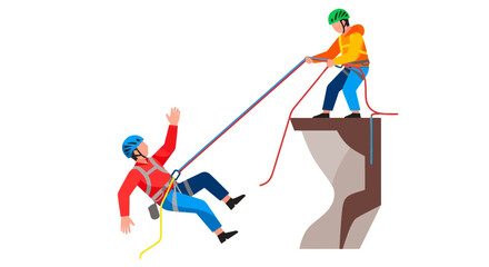 Fototapeta premium Adventures In Heights: Climbing Partnership, Supporting Safety, And Outdoor Exhilaration