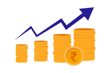 Financial Growth and Investment Success Illustrating Rising Profits and Economic Prosperity with Coin Stacks and Upward Trend Arrow