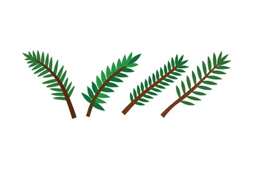 A set of colorful pine tree branch vector art illustration